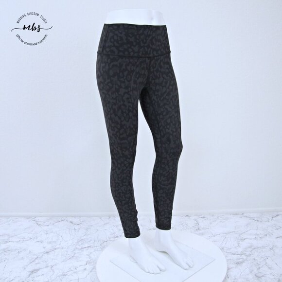 Lululemon Wunder Under Camo High Waist Tight Black Gray Women 6 - Picture 4 of 13